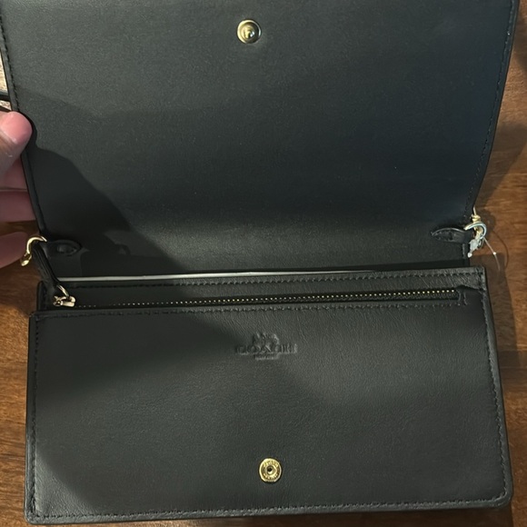 NWT Coach Signature Leather Crossbody – Brown/Black Clutch - Picture 5 of 10